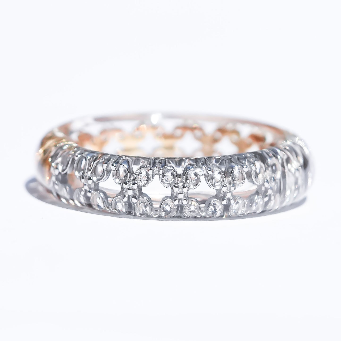 Lace of Light Dual Tone Ring - Clear × Silver × Gold / #8 #14 #16