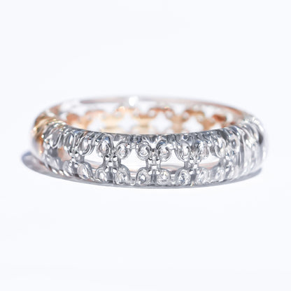 Lace of Light Dual Tone Ring - Clear × Silver × Gold / #8 #14 #16