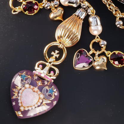 Mystic Opal Heart Necklace –  Purple