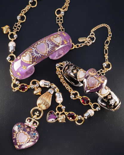 Mystic Dual Heart Bracelet – Purple × Black