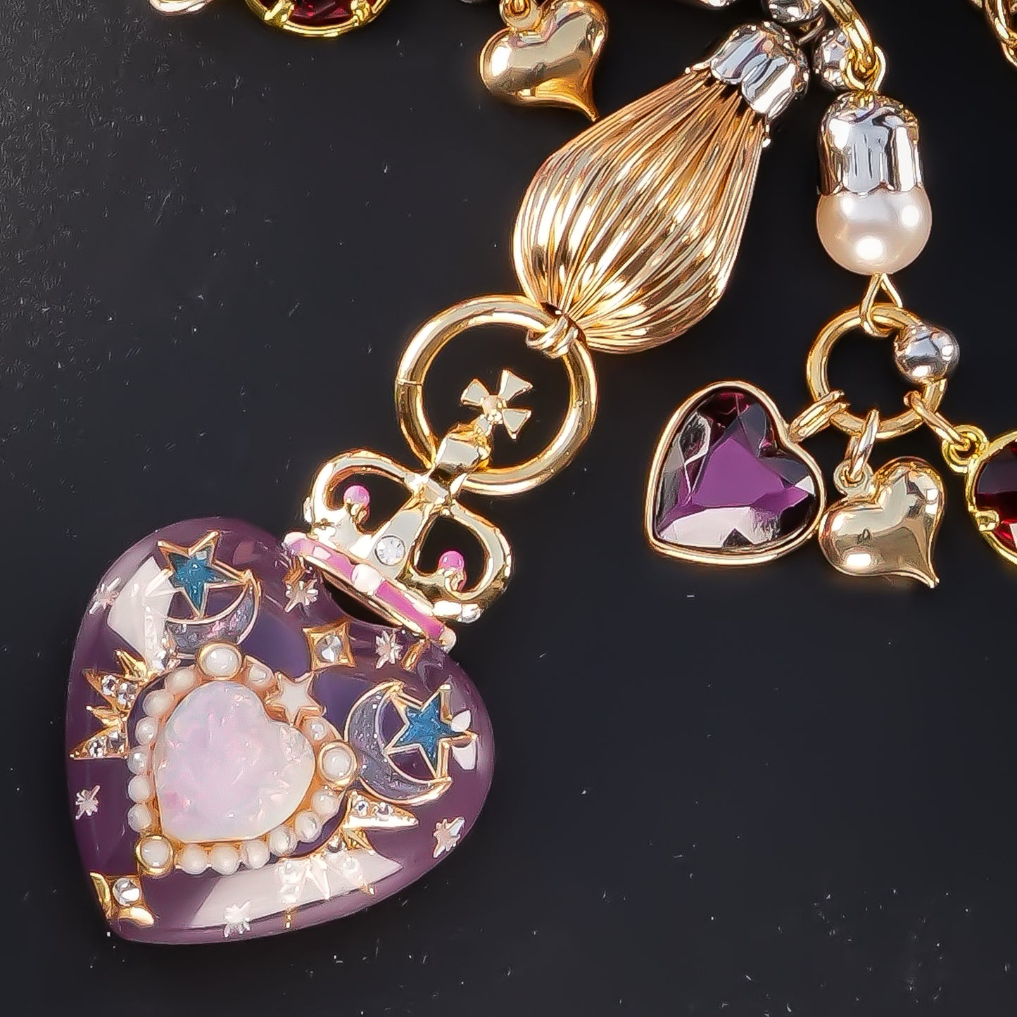 Mystic Opal Heart Necklace –  Purple