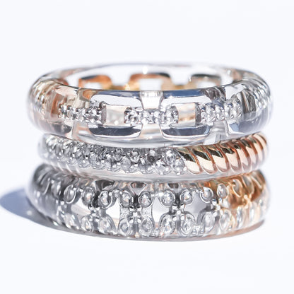 Classic Chain Dual Tone Ring - Clear × Silver × Gold / #8 #14 #16