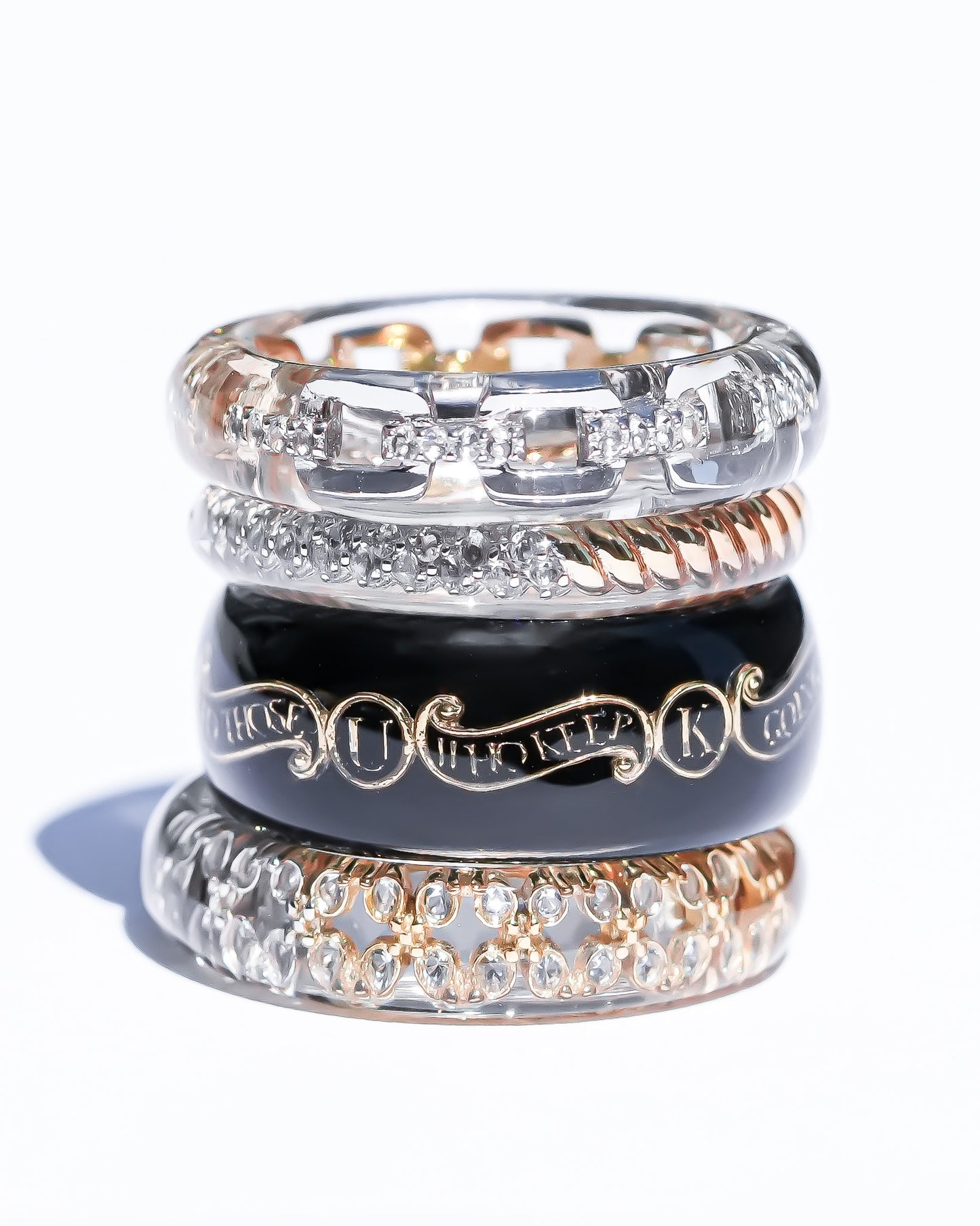 Classic Chain Dual Tone Ring - Clear × Silver × Gold / #8 #14 #16