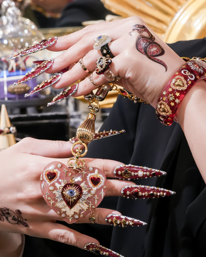 Big heart sacred eye necklace -Smoky pink