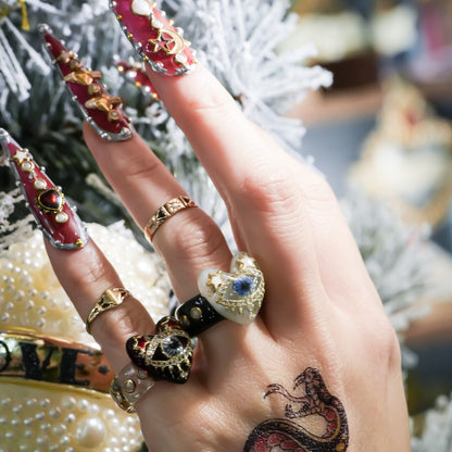 Mystic Eye Heart Ring - White / #5