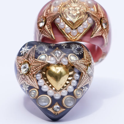 Celestial Heart Ring – Smoky Gray × Gold / #10