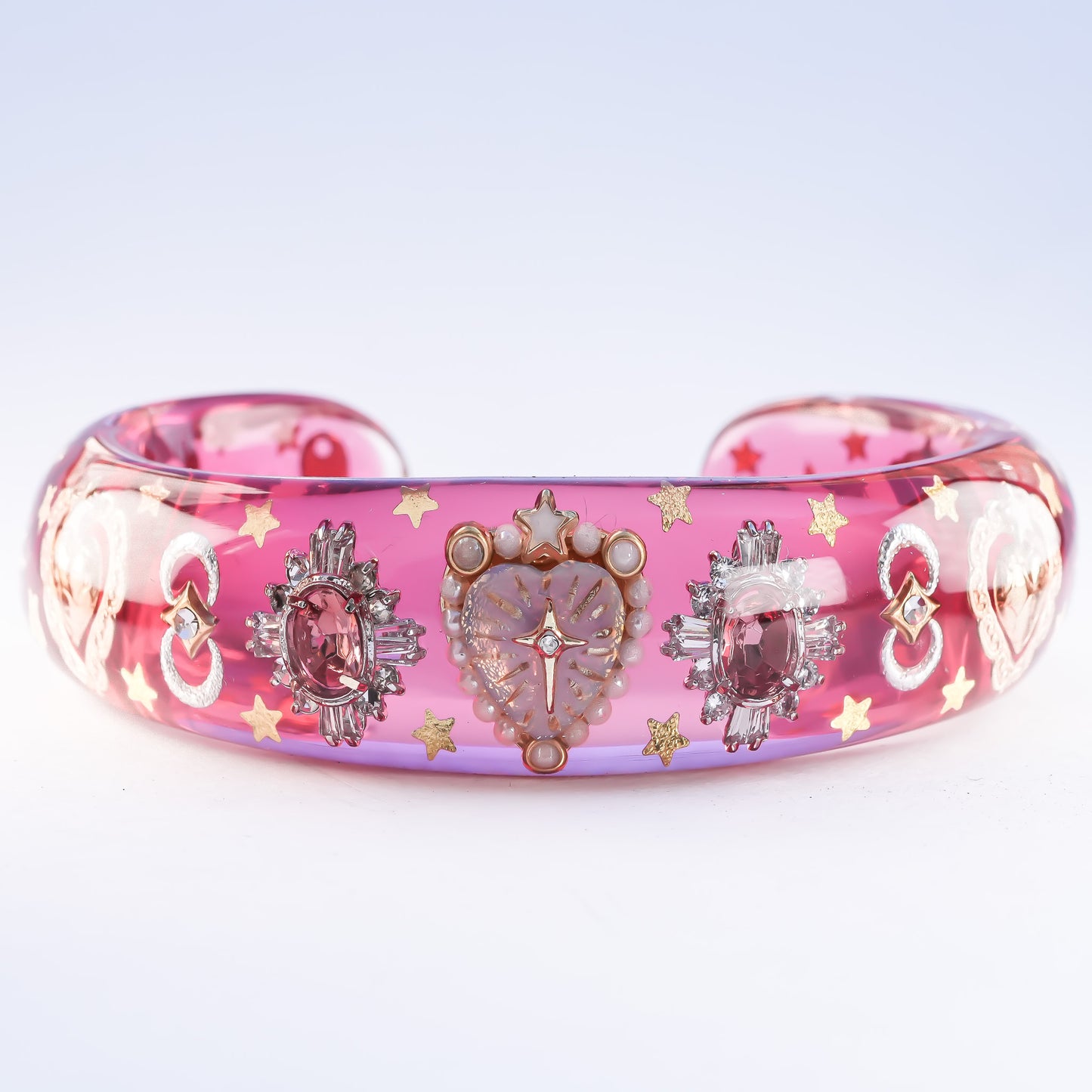 Celestial Rosy Glow Heart Bracelet – Pink Red