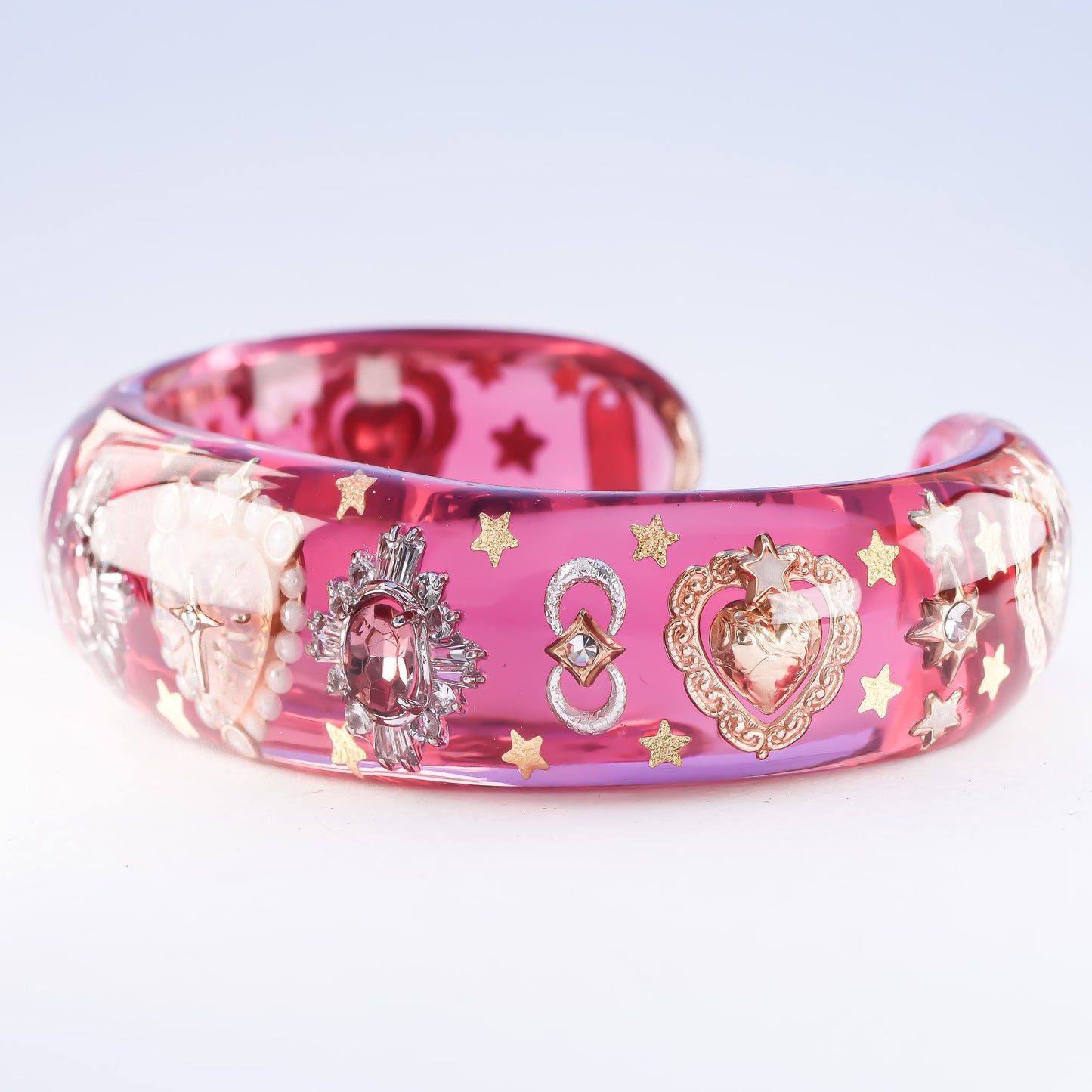 Celestial Rosy Glow Heart Bracelet – Pink Red