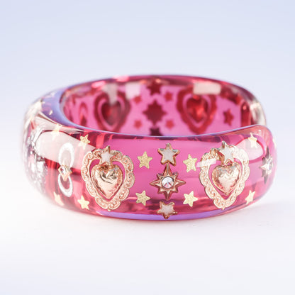 Celestial Rosy Glow Heart Bracelet – Pink Red