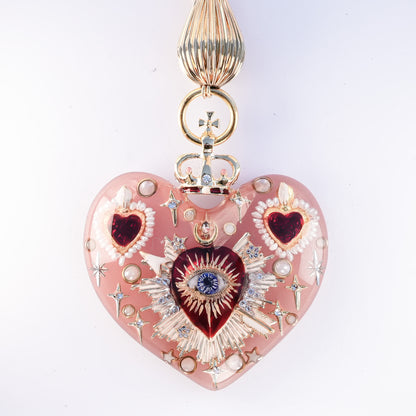 Big heart sacred eye necklace -Smoky pink