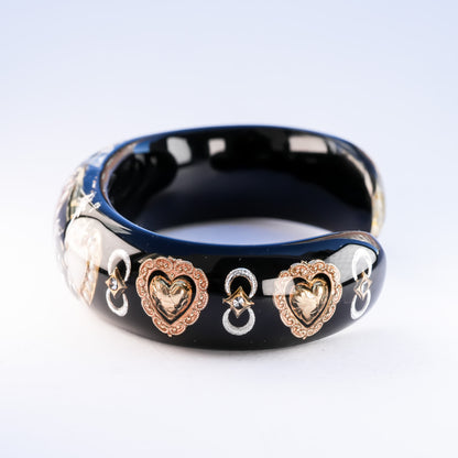 Stardust Heart Bracelet - Black×Pink Opal