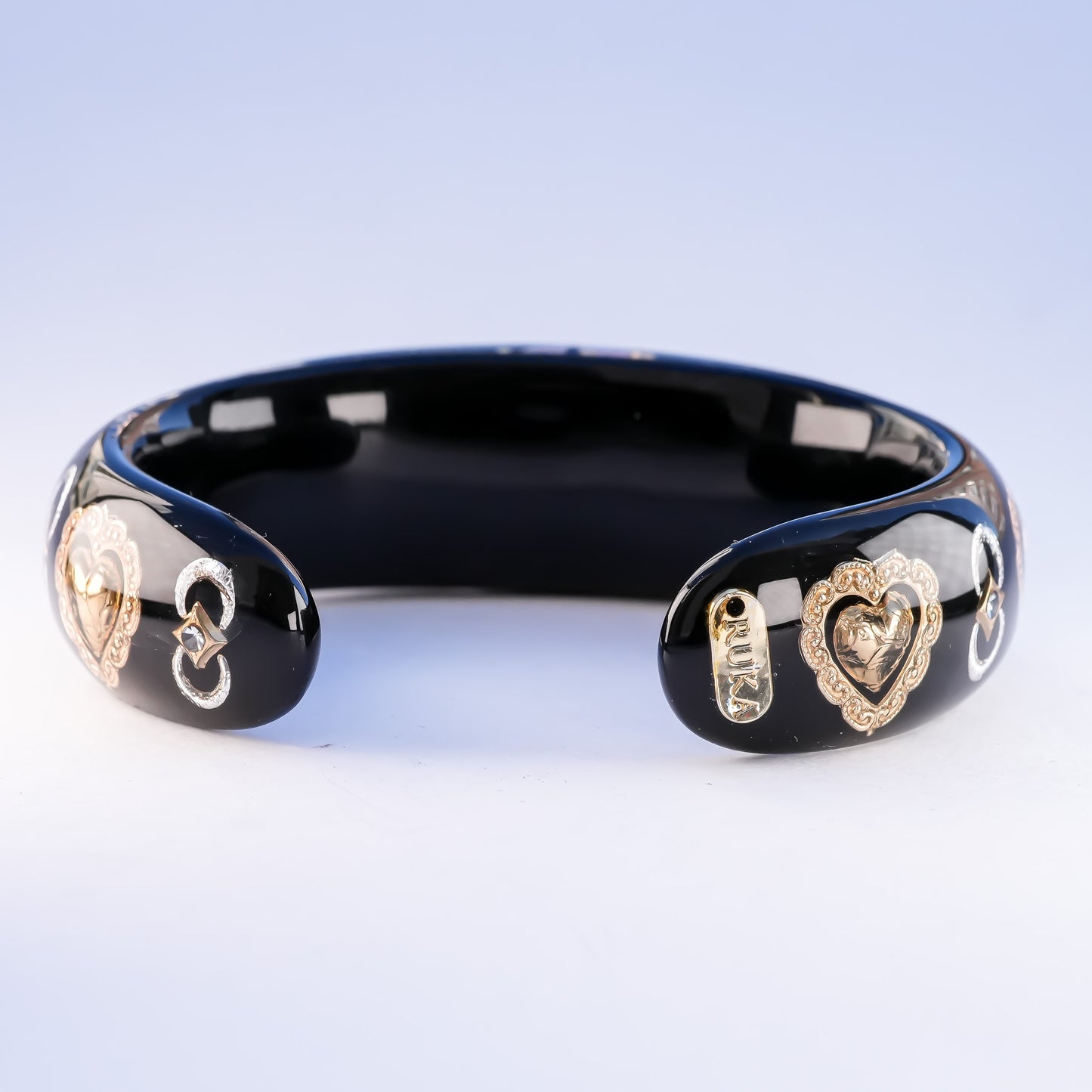 Stardust Heart Bracelet - Black×Pink Opal