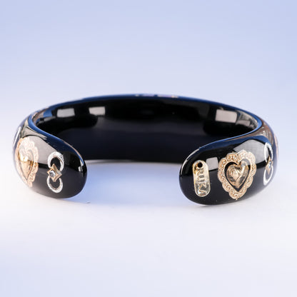 Stardust Heart Bracelet - Black×Pink Opal