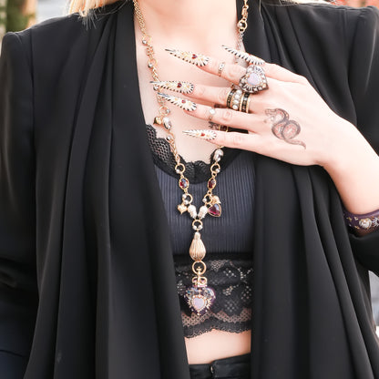 Mystic Opal Heart Necklace –  Purple