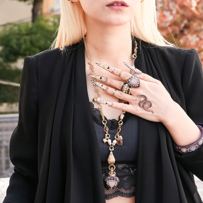 Mystic Opal Heart Necklace –  Purple