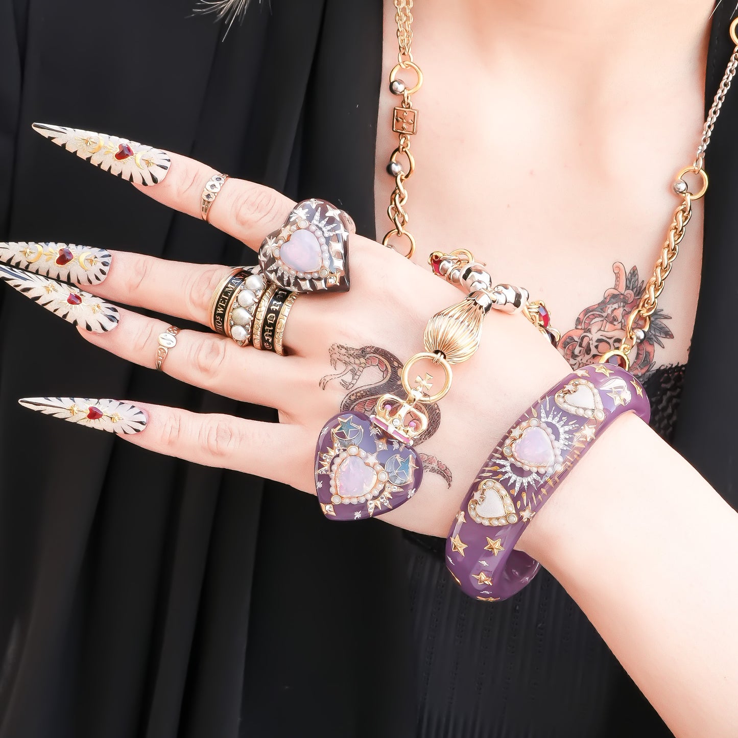 Mystic Opal Heart Necklace –  Purple