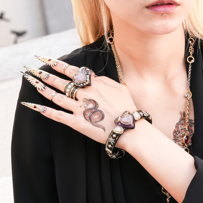 Mystic Dual Heart Bracelet – Purple × Black