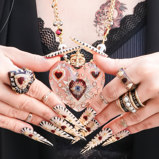 Big heart sacred eye necklace -Smoky pink