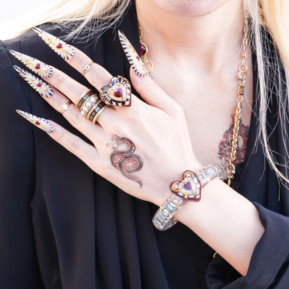 Heart charm bracelet - Red×Grayish