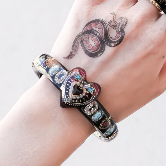 Mystic Heart Charm Bracelet - Pink×Black