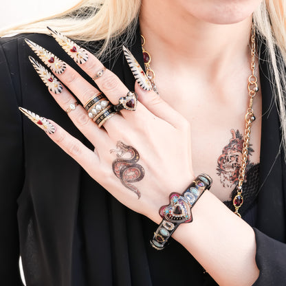 Mystic Heart Charm Bracelet - Pink×Black