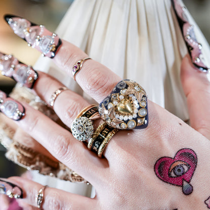 Celestial Heart Ring – Smoky Gray × Gold / #10