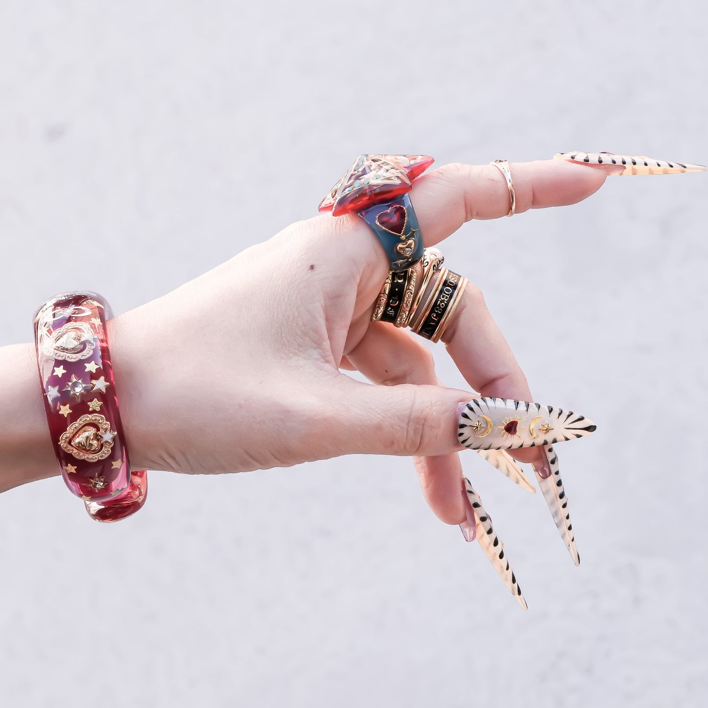 Celestial Rosy Glow Heart Bracelet – Pink Red