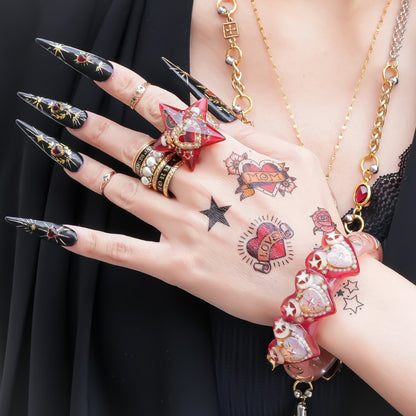 Crimson Star Sacred Heart Ring - Red / #12