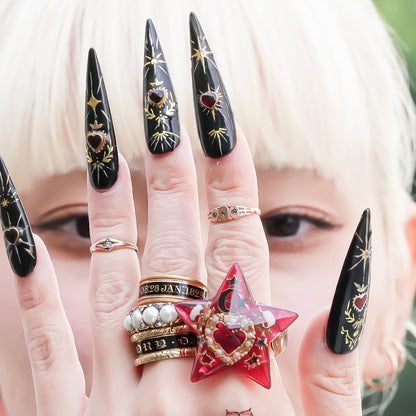 Crimson Star Sacred Heart Ring - Red / #12