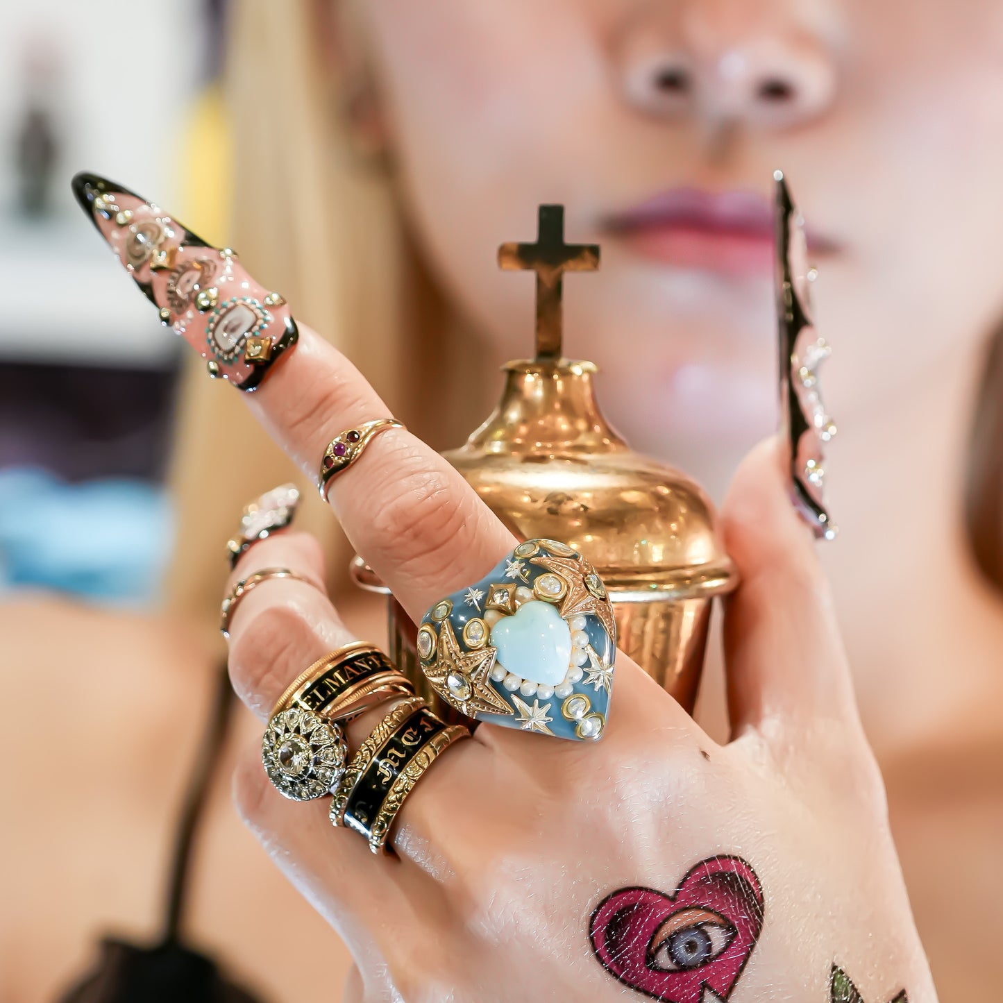 Blue Wish Heart Ring – Blue × Turquoise / #10