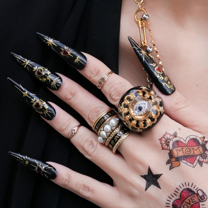 Golden Watcher Eye Ring - Black / #14