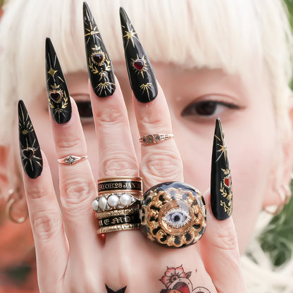 Golden Watcher Eye Ring - Black / #14