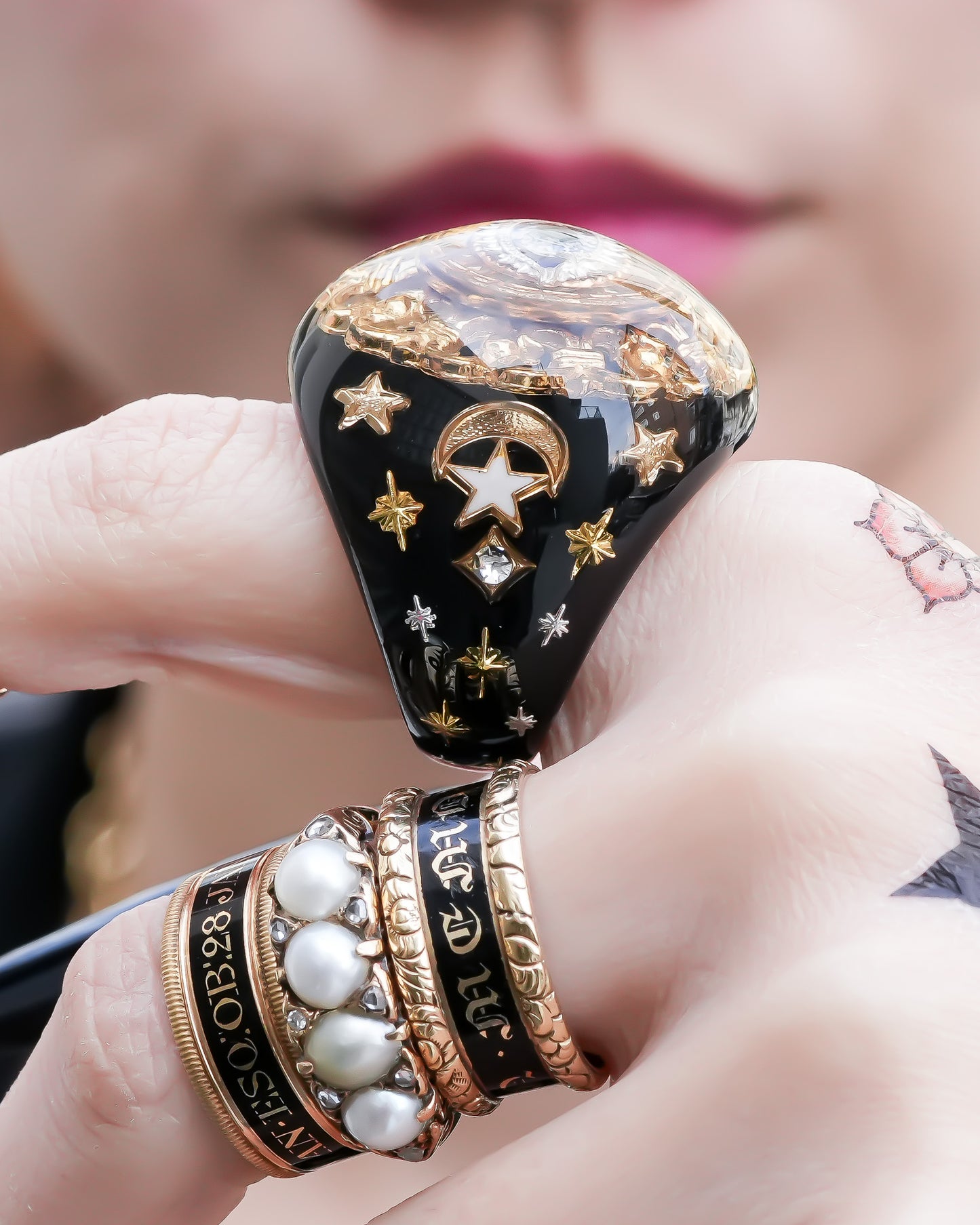 Golden Watcher Eye Ring - Black / #14