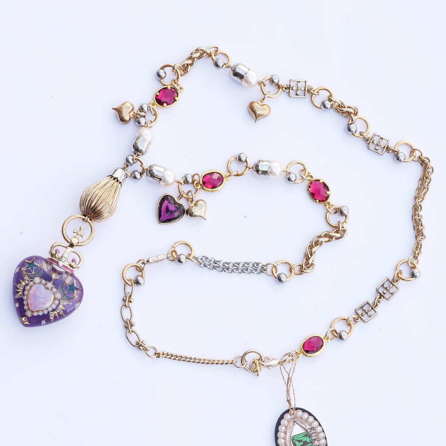Mystic Opal Heart Necklace –  Purple