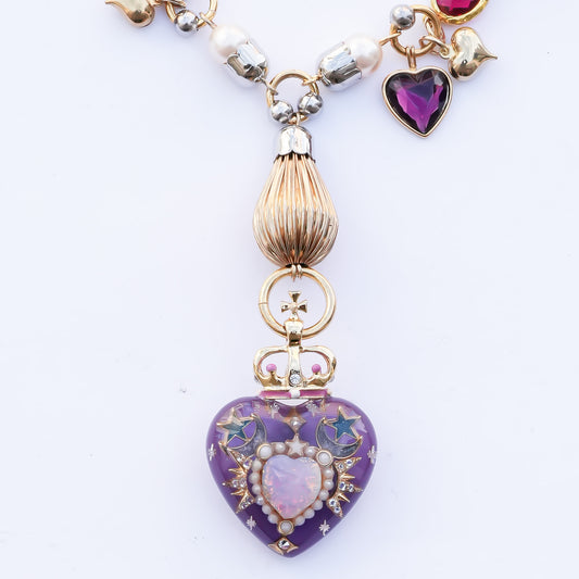 Mystic Opal Heart Necklace –  Purple