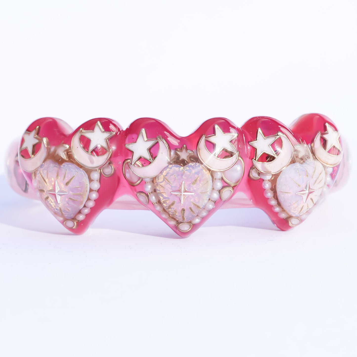 Triple celestial heart bracelet - pink