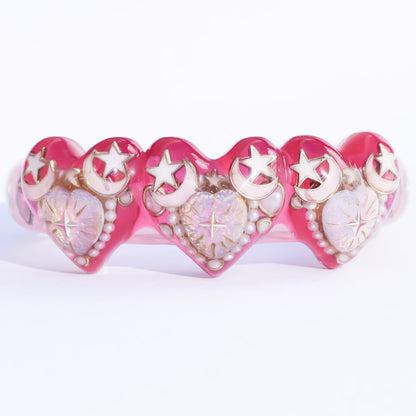 Triple celestial heart bracelet - pink