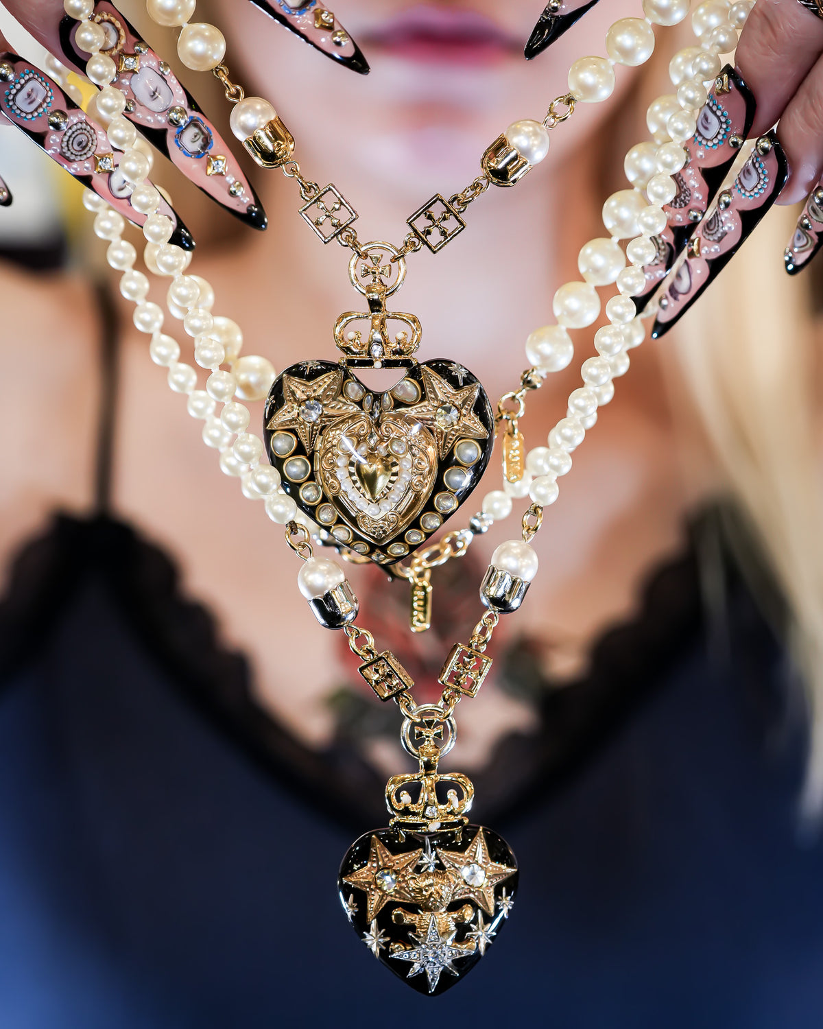Midnight Bear Heart Necklace
