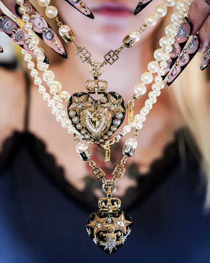 Midnight Bear Heart Necklace