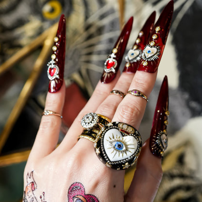 The Sacred Eye Heart Ring - Black × White / #10