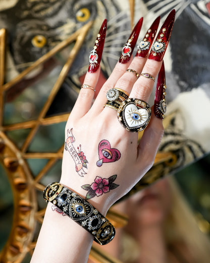 The Sacred Eye Heart Ring - Black × White / #10