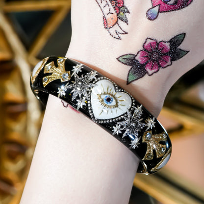 Midnight Eye Heart Bracelet - Black × White