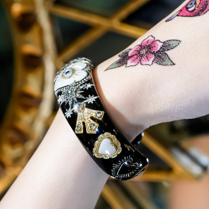 Midnight Eye Heart Bracelet - Black × White