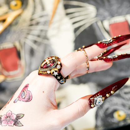 The Sacred Heart of Light Ring - Ruby Red × Black / #14