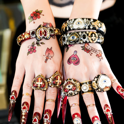 The Celestial Eye Heart Ring - Ruby Red × Black / #14