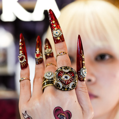 The Celestial Eye Heart Ring - Ruby Red × Black / #14
