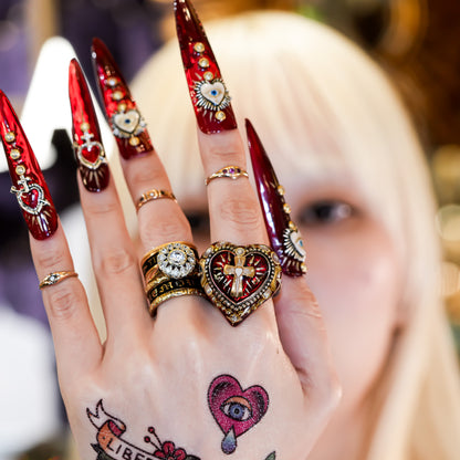 The Sacred Heart of Light Ring - Ruby Red × Black / #14
