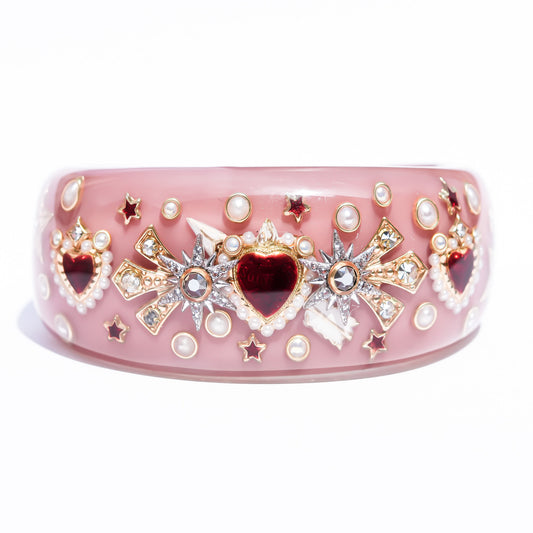 Cupid’s Heart Bracelet – Smoky Pink × Deep Red