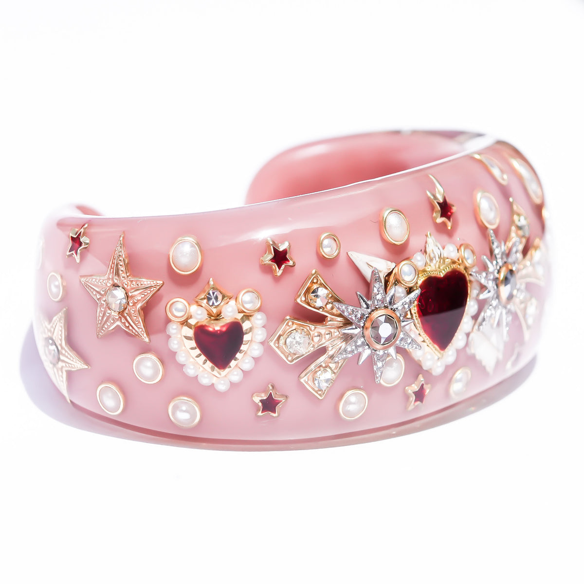 Cupid’s Heart Bracelet – Smoky Pink × Deep Red