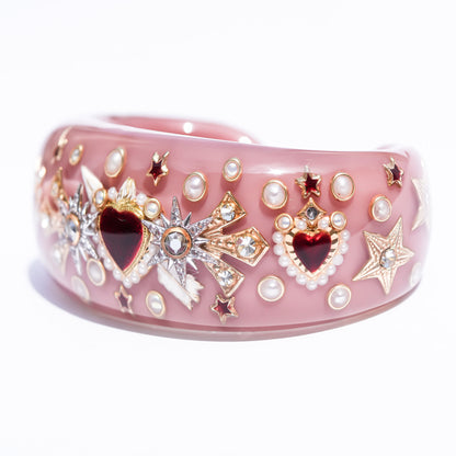 Cupid’s Heart Bracelet – Smoky Pink × Deep Red